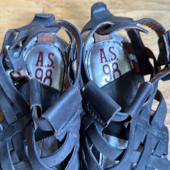AS 98 EU 36 US 6 grey soft leather sandals side buckle excellent condition - Picture 5 of 8